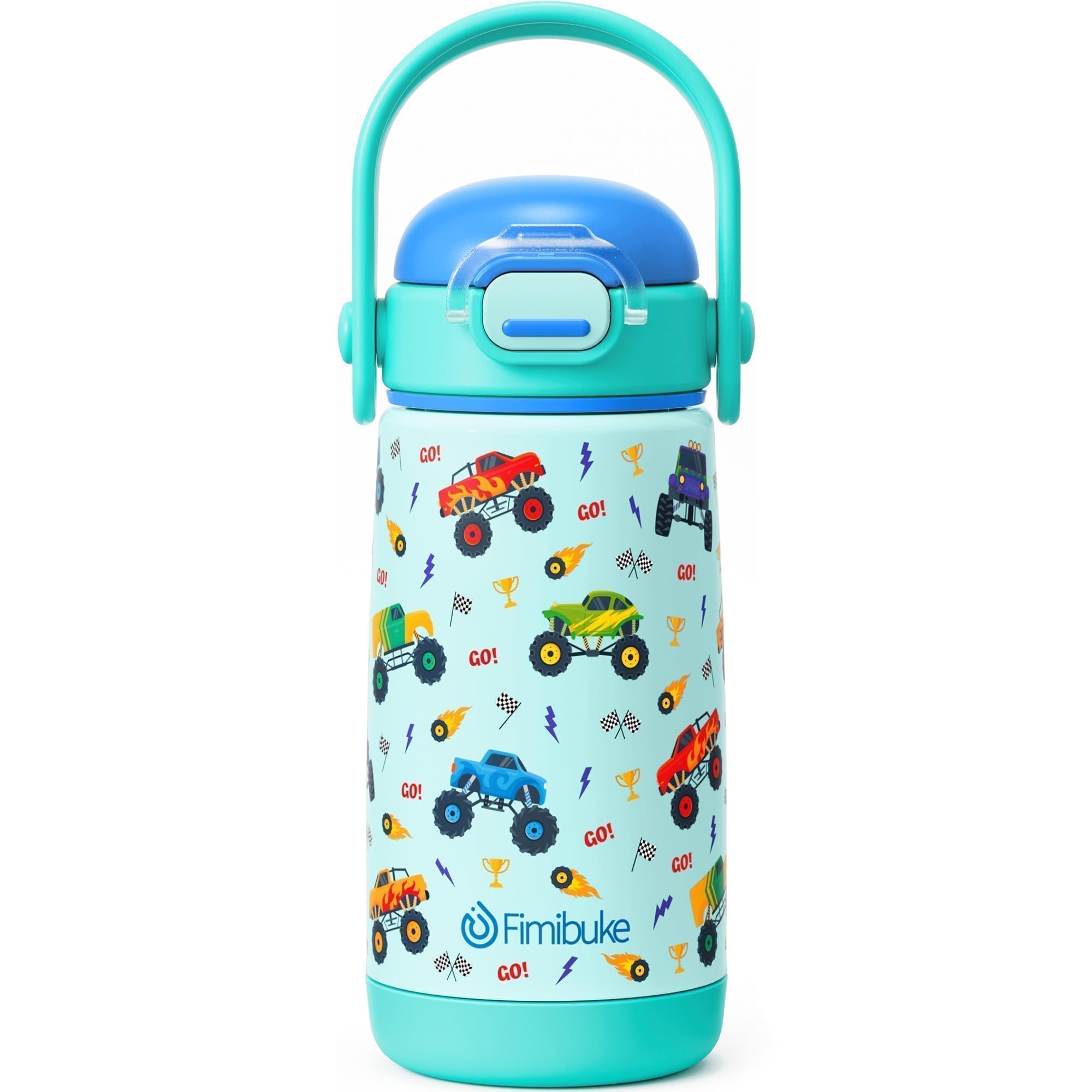 Fimibuke kids water bottle straw-lid closeup shows easy sipping on the go.