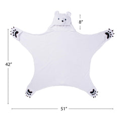 Fin Fun Polar Bear hooded blanket hood detail showing realistic fur accents.