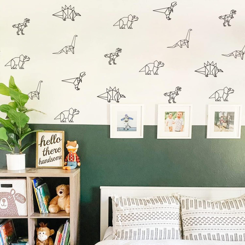 Finduat Geometric Dinosaur wall decal on smooth surfaces, easy peel-and-stick.