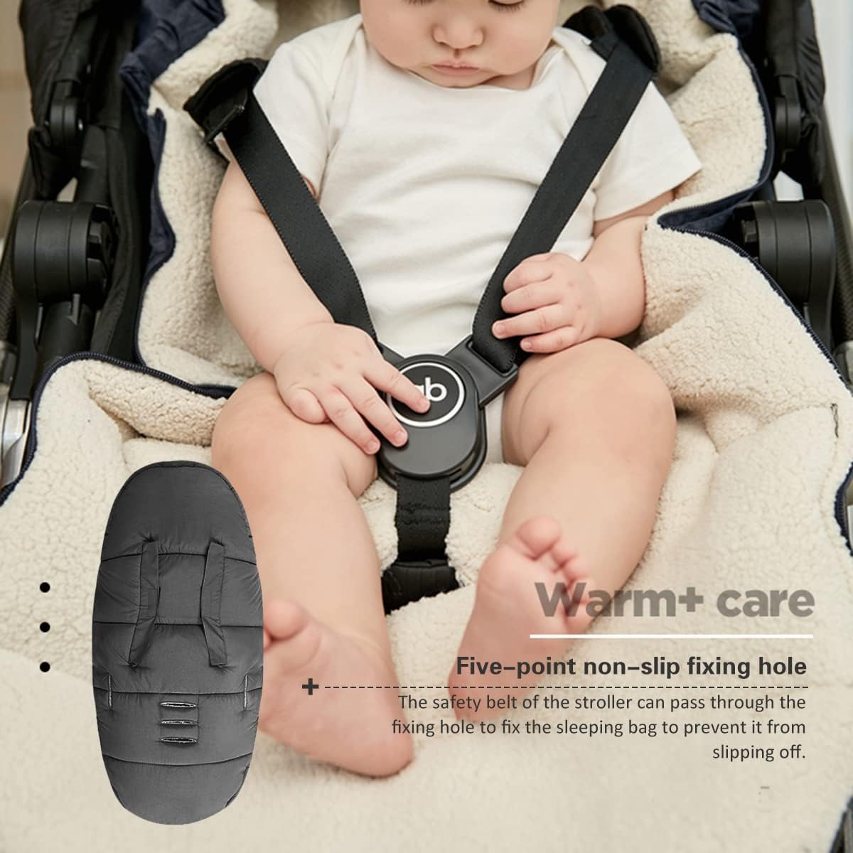 FindXeink stroller footmuff interior lambswool provides soft warmth.