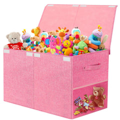 Fineonly large toy storage box with lid shows generous capacity for toys and books.