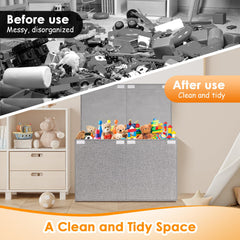 Fineonly linen-fabric toy chest with reinforced cardboard offers durability for everyday playroom storage.