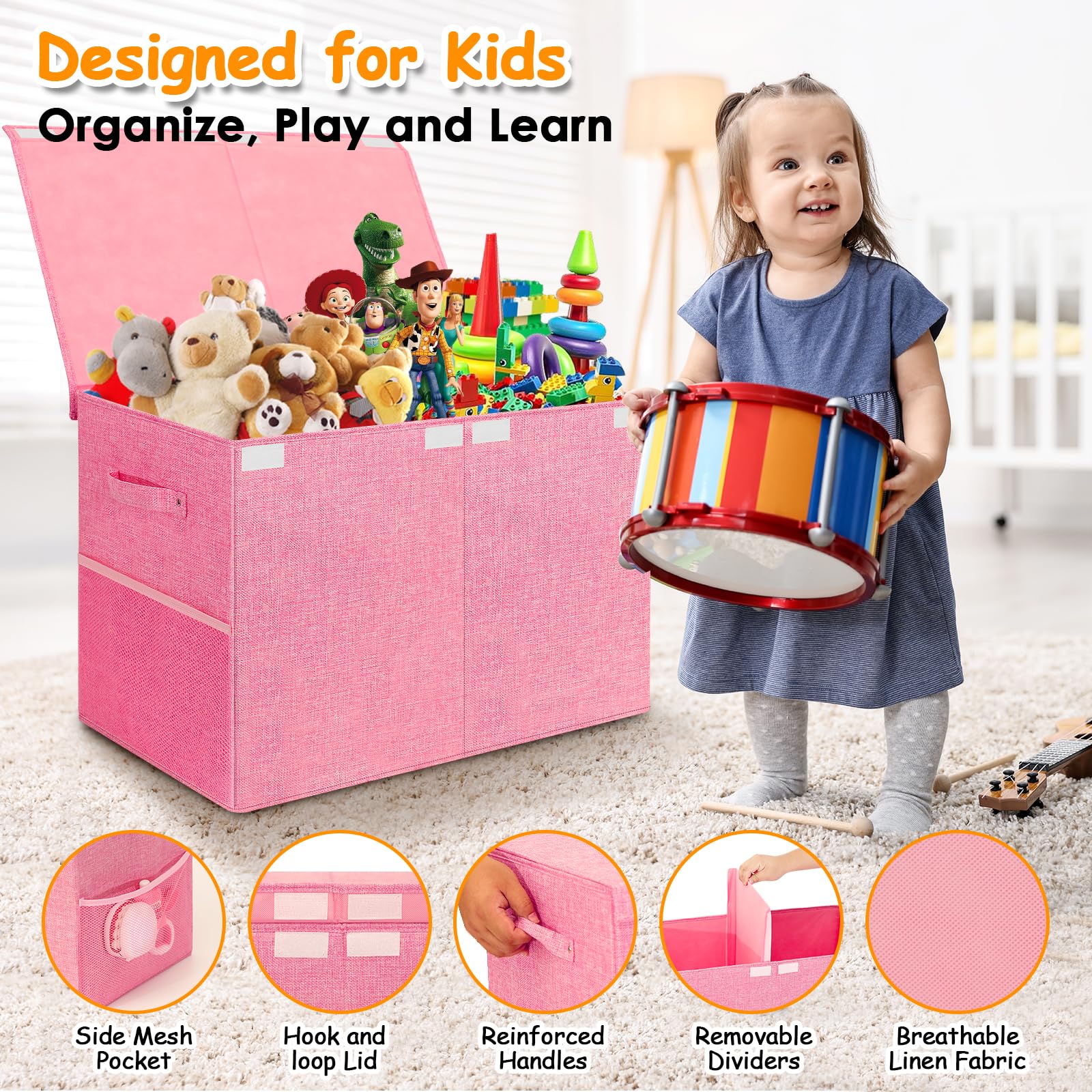 Fineonly multi-use storage suitable for toys, clothes, blankets in any room.