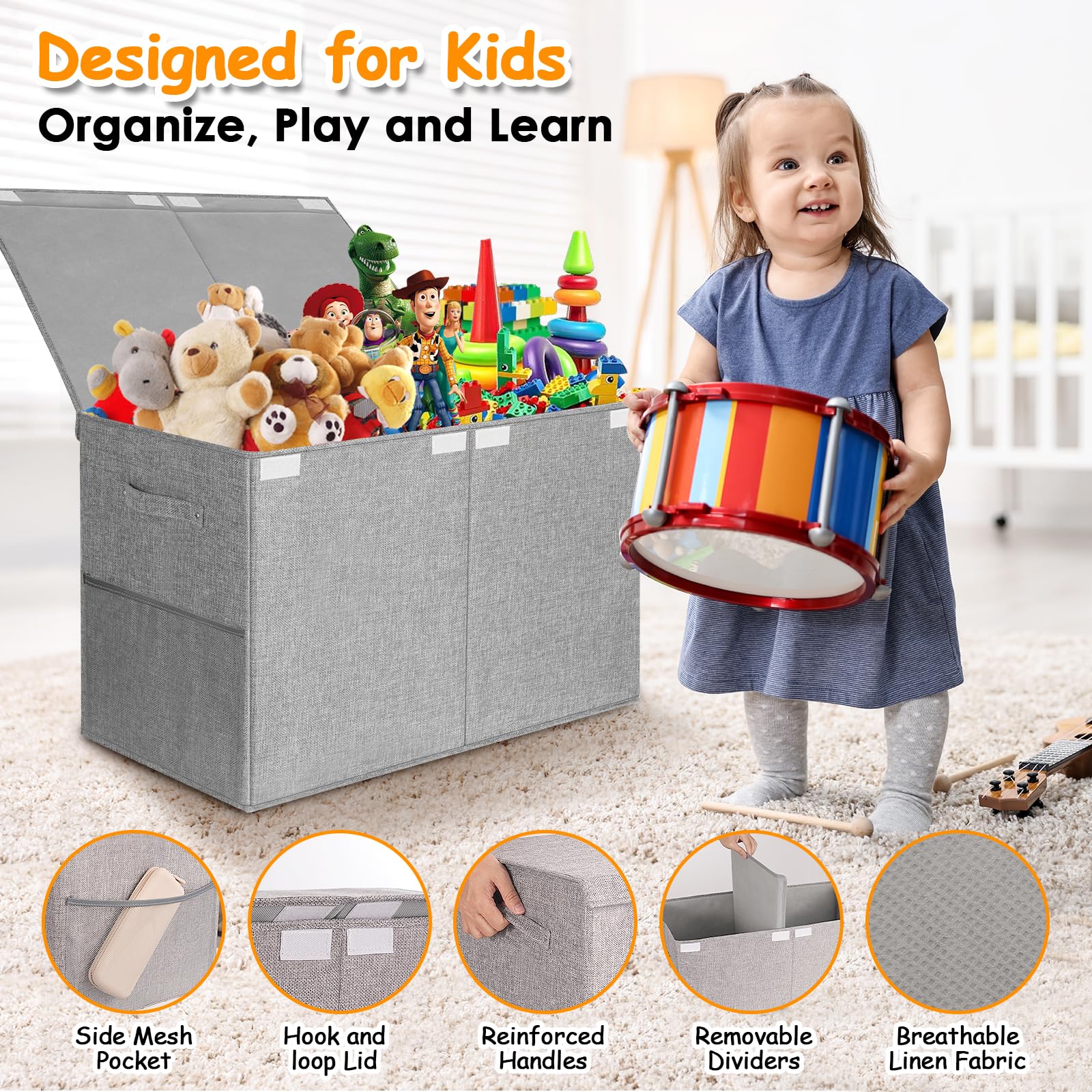Fineonly neutral design blends with decor while keeping toys tidy