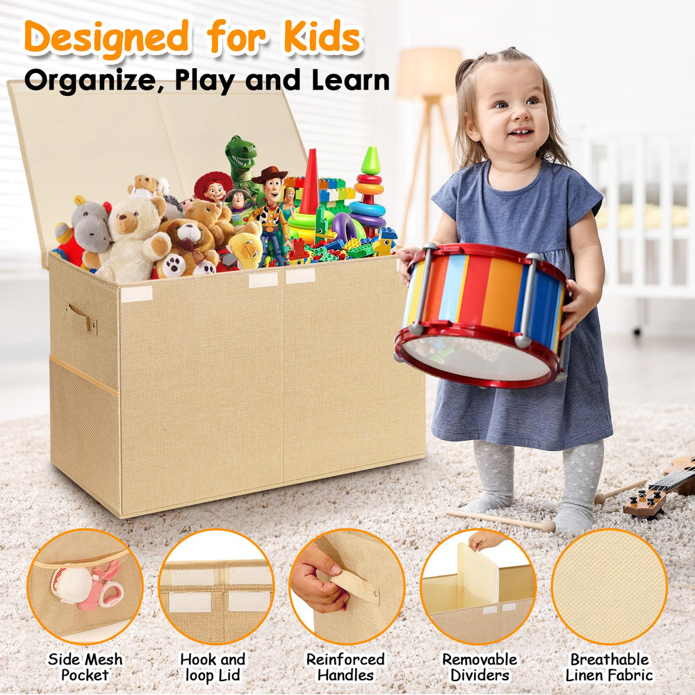 Fineonly large-capacity storage box ideal for plush toys, books, and blocks.