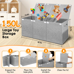 Fineonly toy box folded flat for compact storage when not in use.