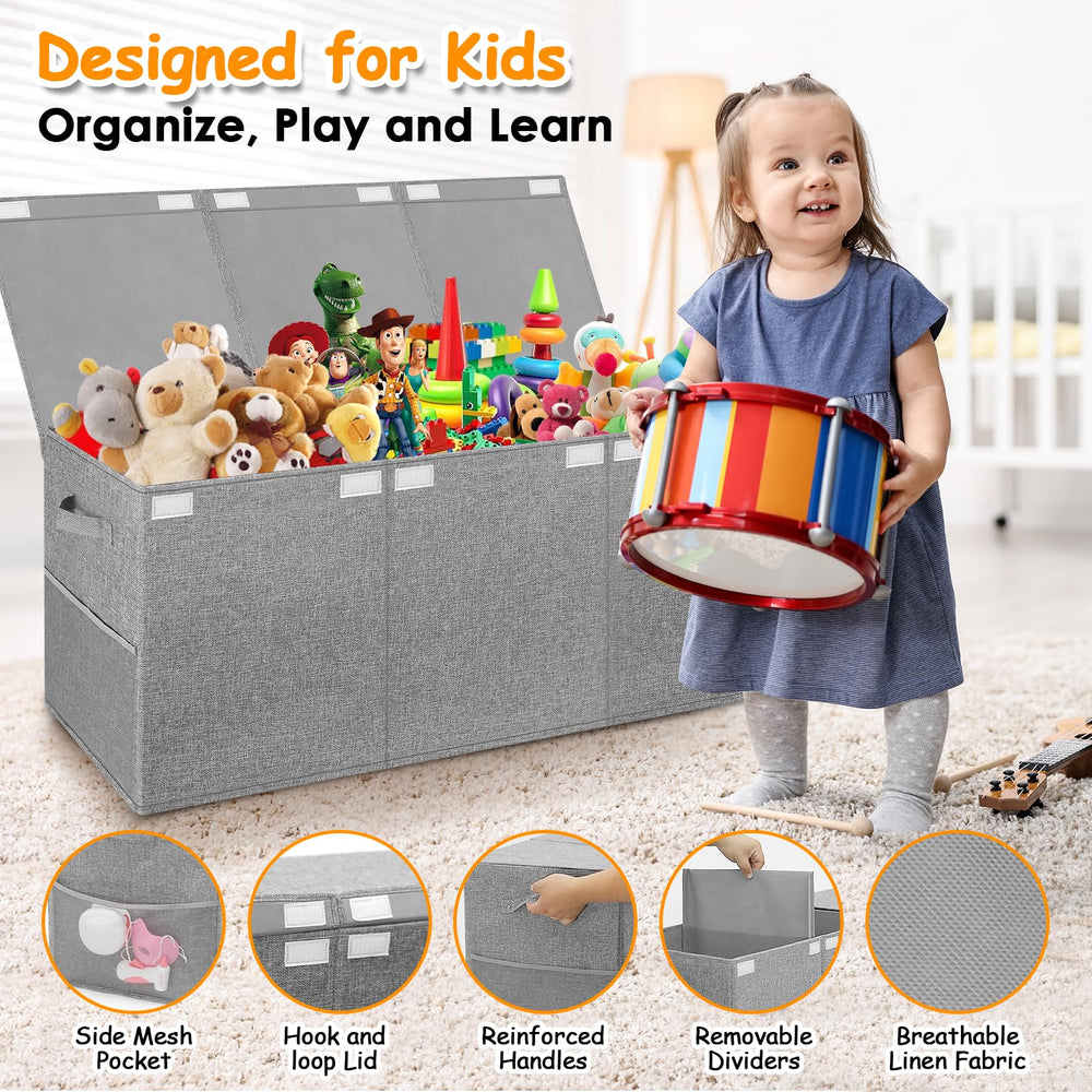 Fineonly toy box in living room neatly stores toys and books.