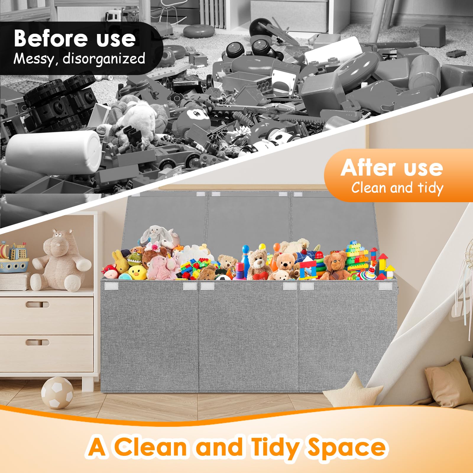 Fineonly toy box with sturdy linen fabric maintains shape under load.