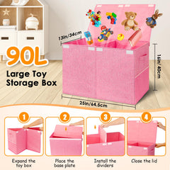 Fineonly toy chest with removable divider demonstrates easy organization by category.