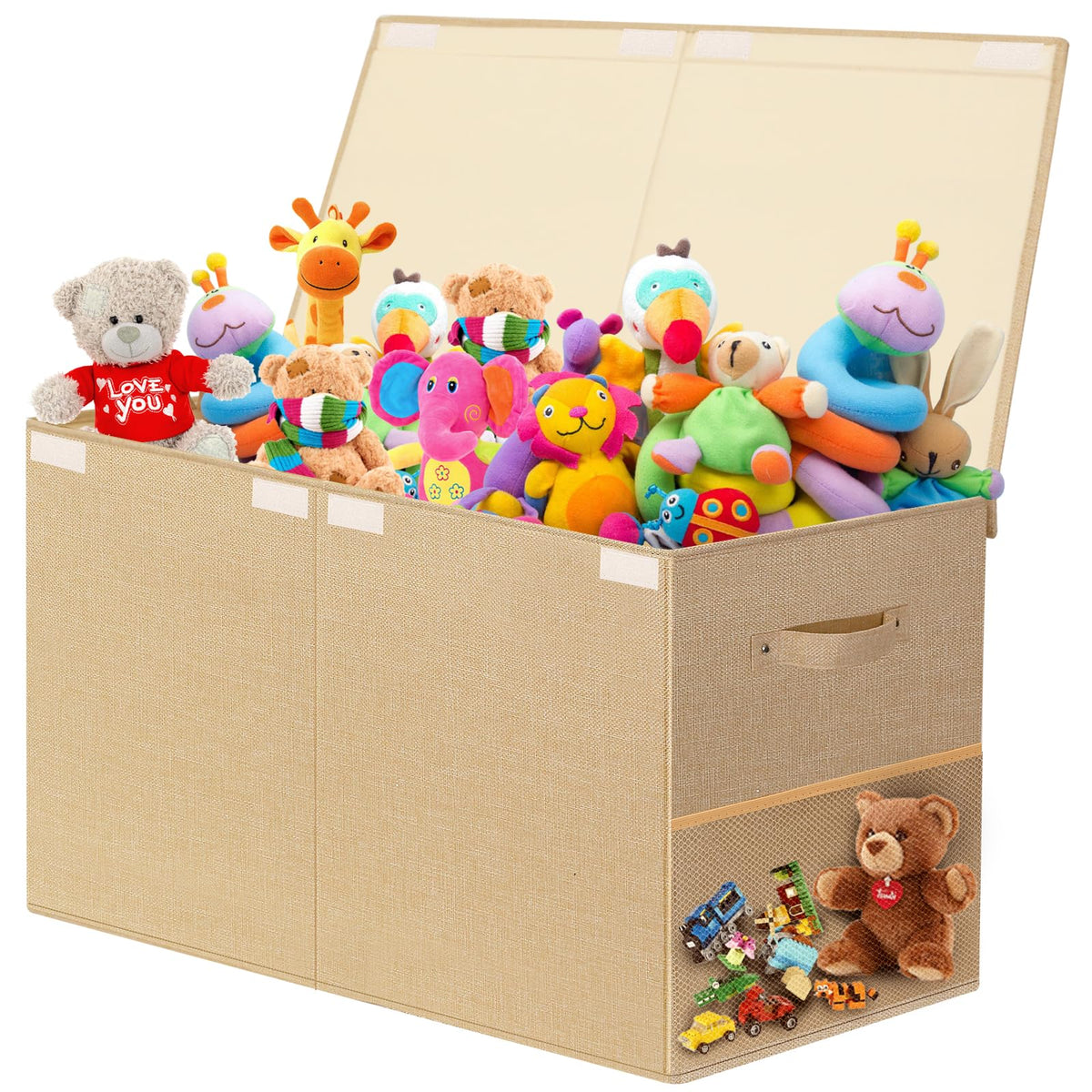 Fineonly toy storage box lid closed for dust-free organization in a playroom.