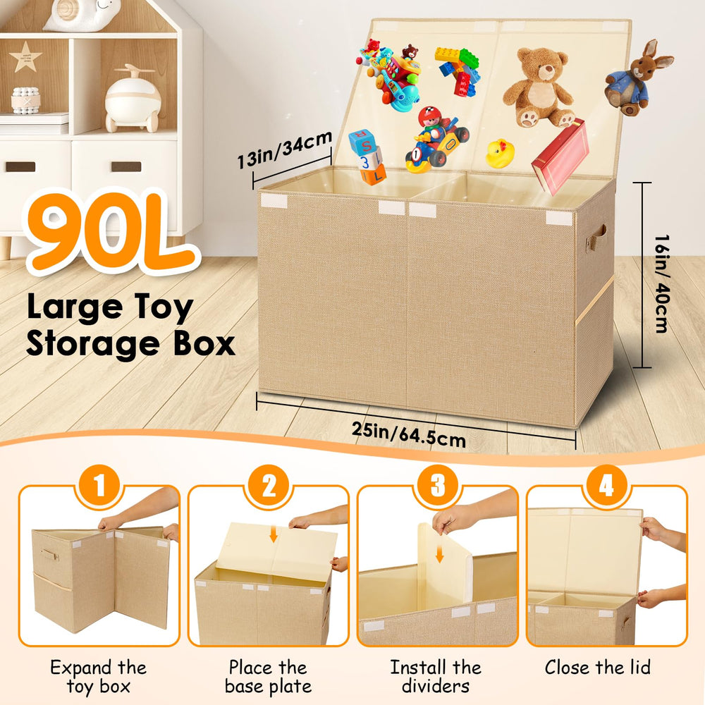 Fineonly toy storage box with open lid for quick toy access and cleanup.