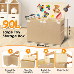 Fineonly toy storage box with open lid for quick toy access and cleanup.