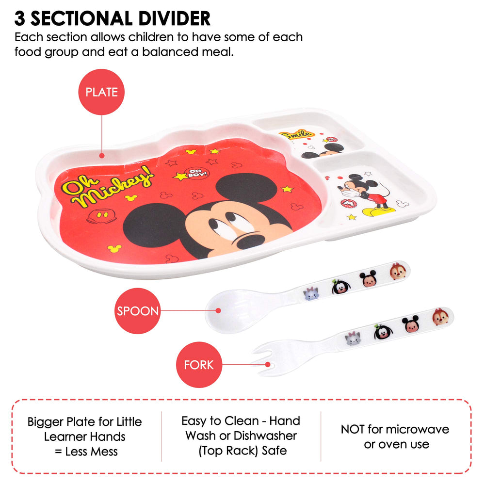 Finex Mickey Polka Dot resin dinnerware set side view.