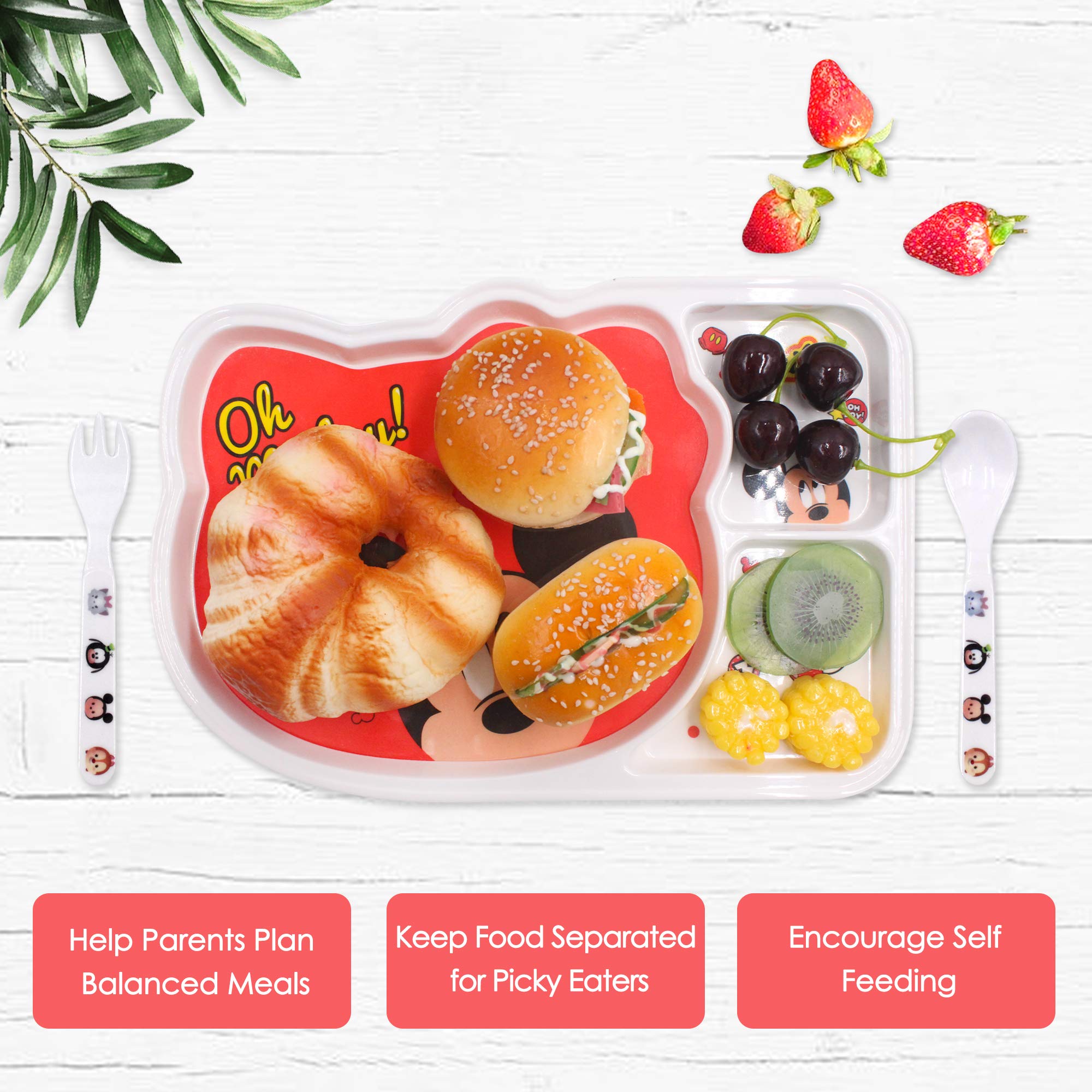 Finex Mickey Polka Dot resin spoon promotes confident toddler eating.