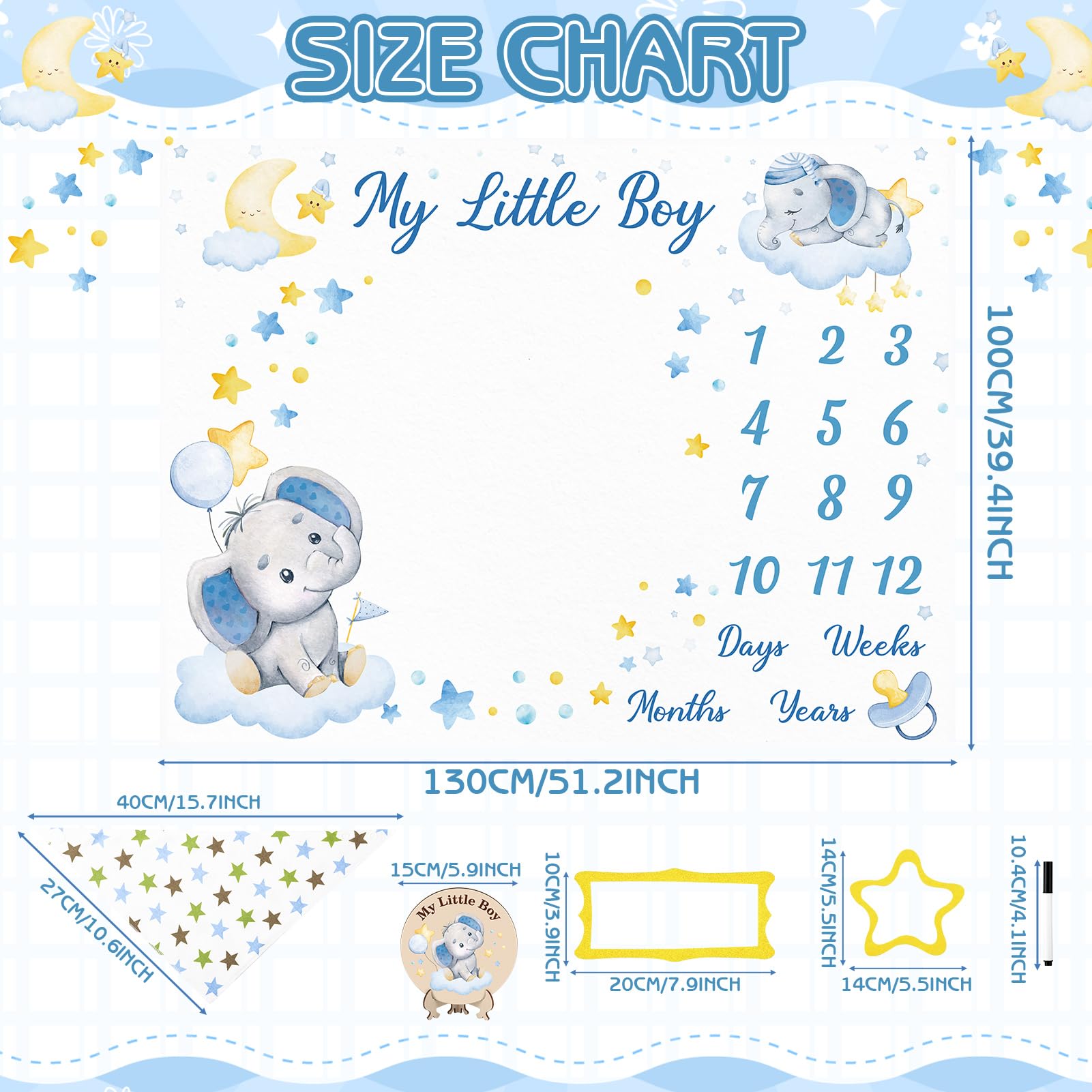 Fingertip WD milestone cards double-sided, ideal for documenting weeks and months.