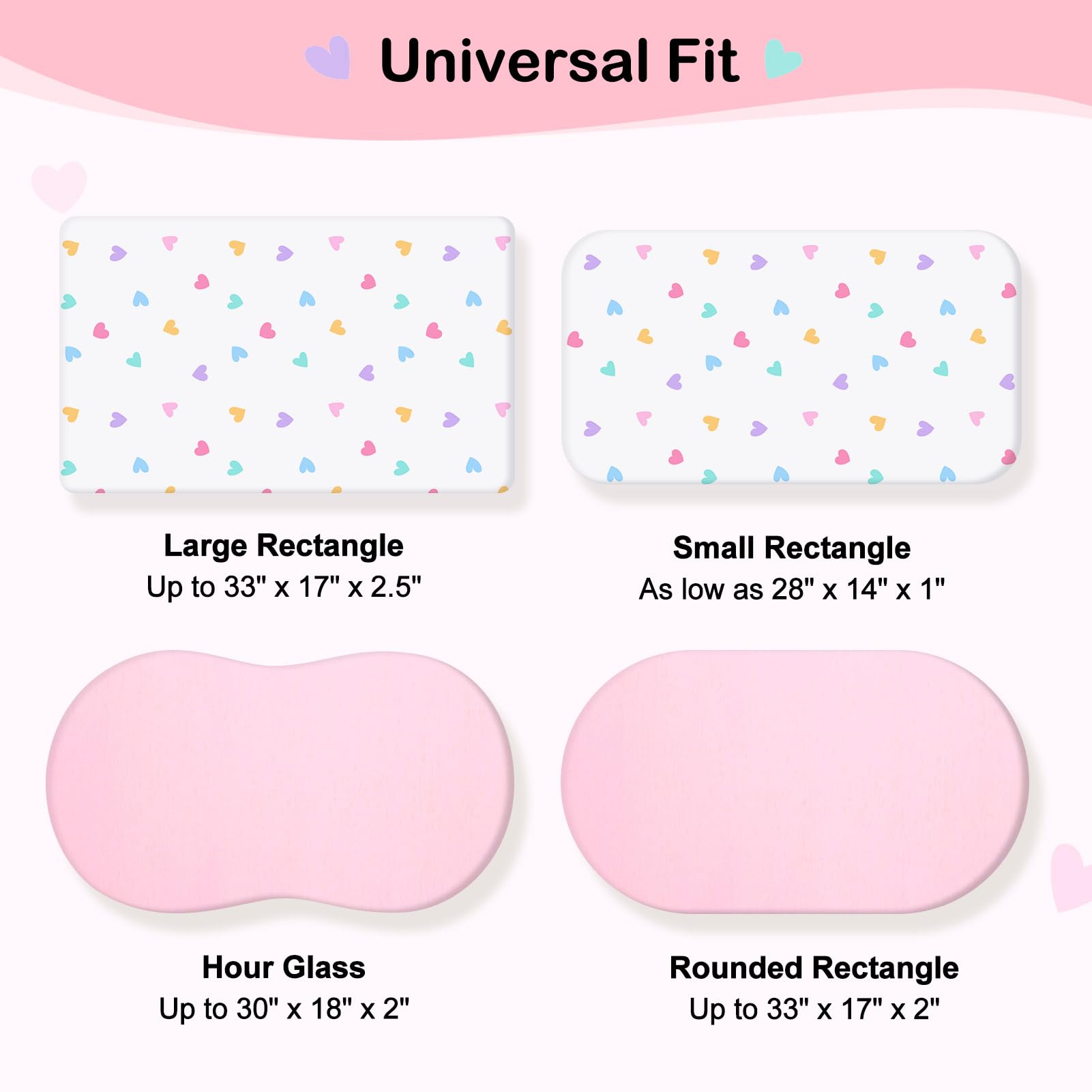 FIOBEE Baby Bassinet Sheets fit 33x17 inches for universal cradle compatibility.