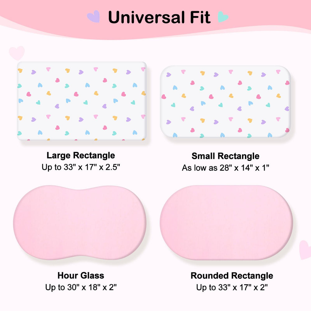 FIOBEE Baby Bassinet Sheets fit 33x17 inches for universal cradle compatibility.