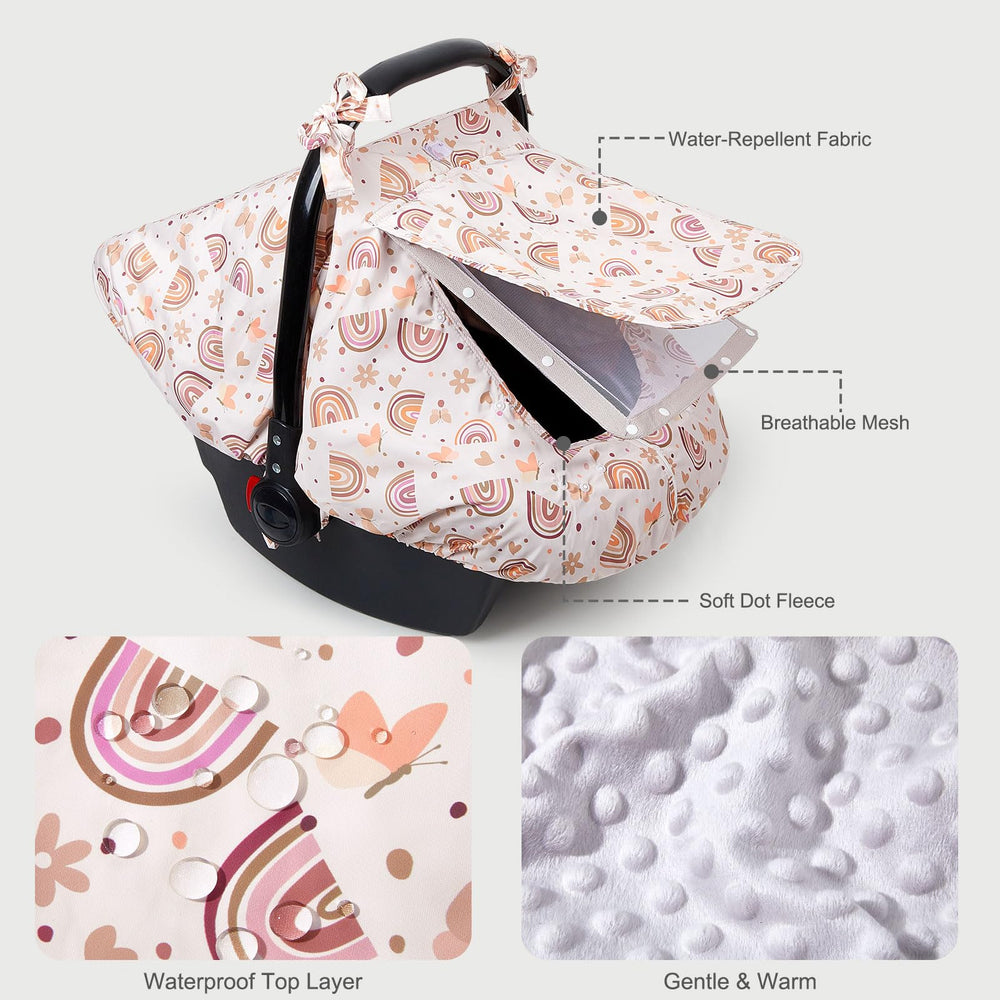 FIOBEE Baby Car Seat Cover adjustable-length fits most seats from 44 to 86 inches.