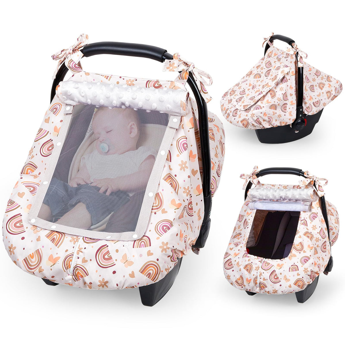 FIOBEE Baby Car Seat Cover full protection shields baby from wind and sun on the go.