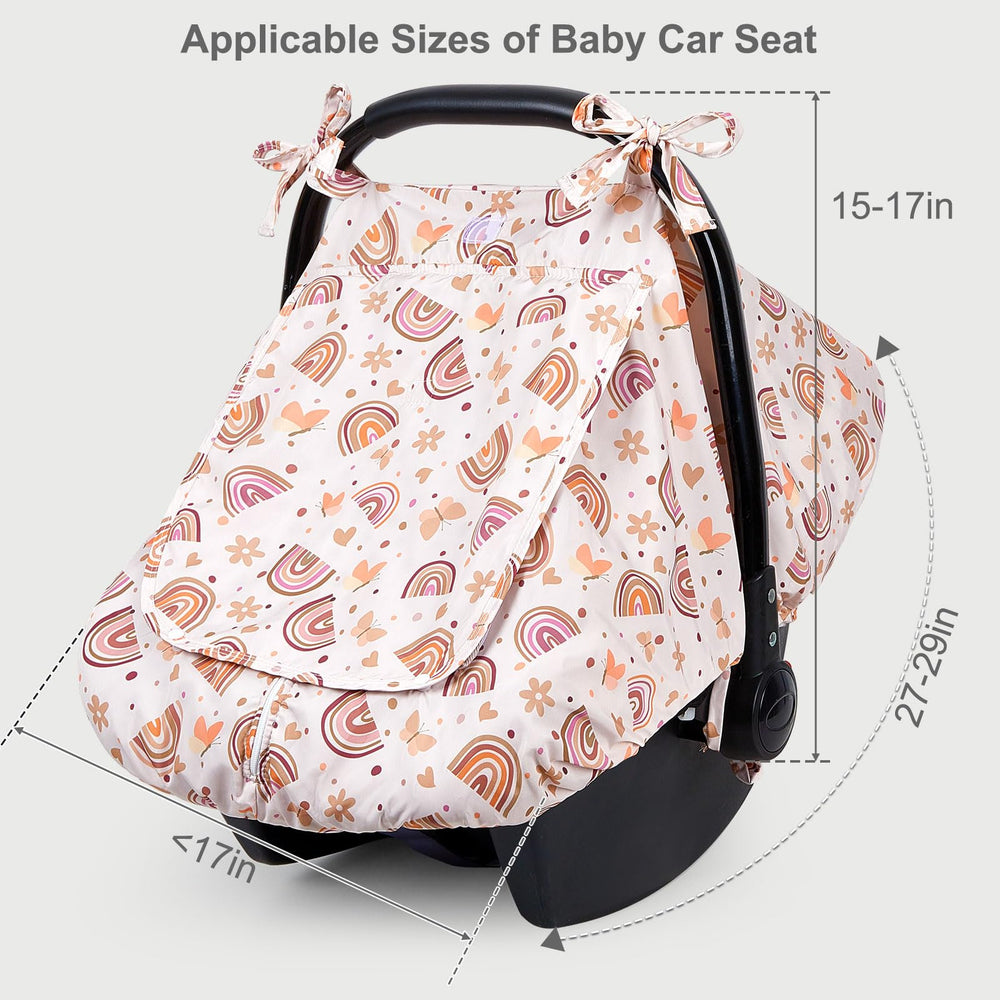 FIOBEE Baby Car Seat Cover mesh-window-benefit enables peek-through while keeping baby protected.