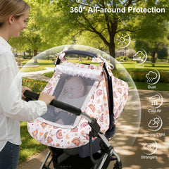 FIOBEE Baby Car Seat Cover waterproof pattern keeps spills at bay while stylishly matching outfits.
