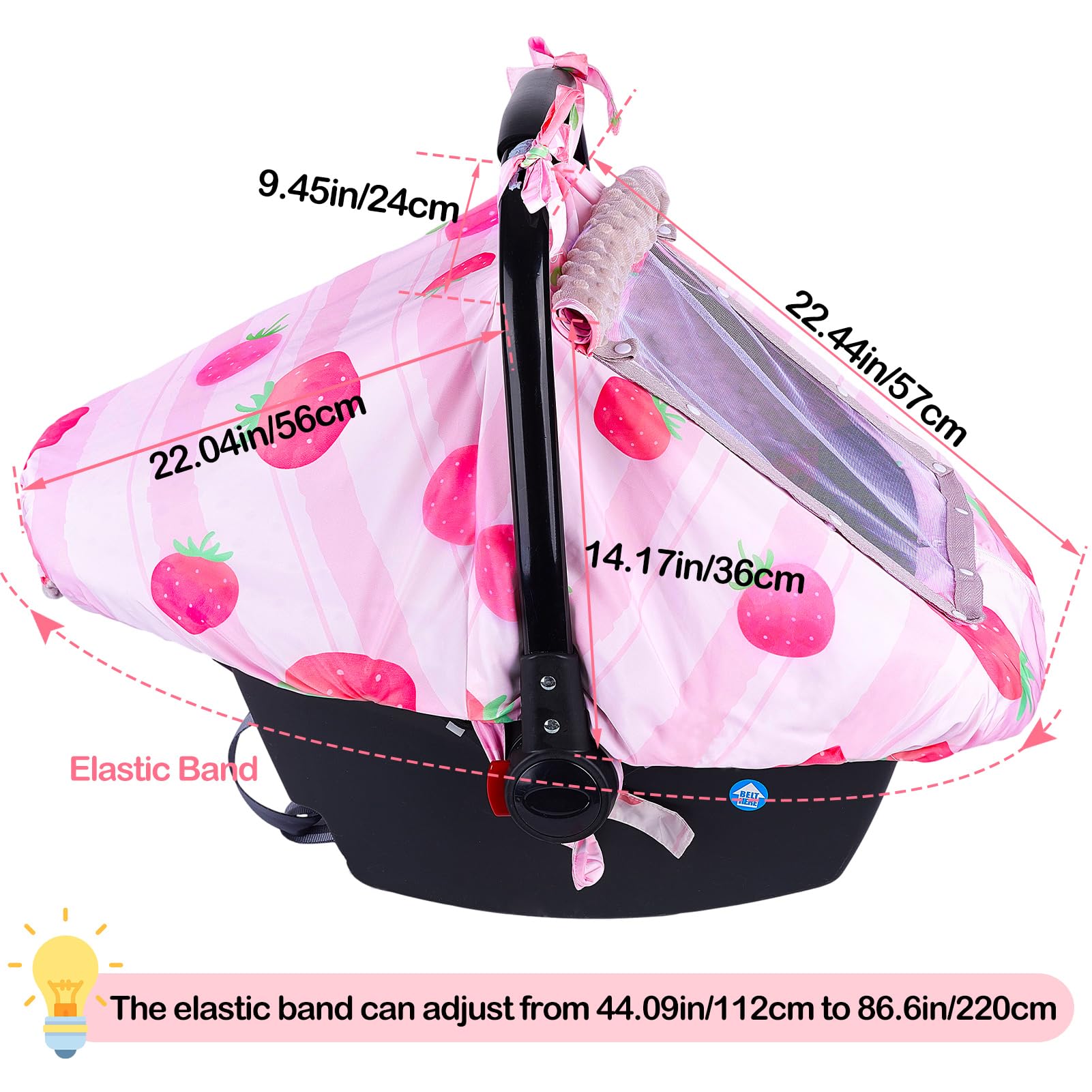 Fiobee car seat cover hook-and-loop hangs on handle for convenience