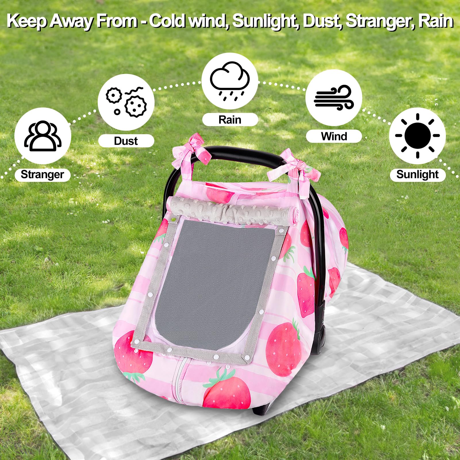 Fiobee car seat cover side straps attach securely