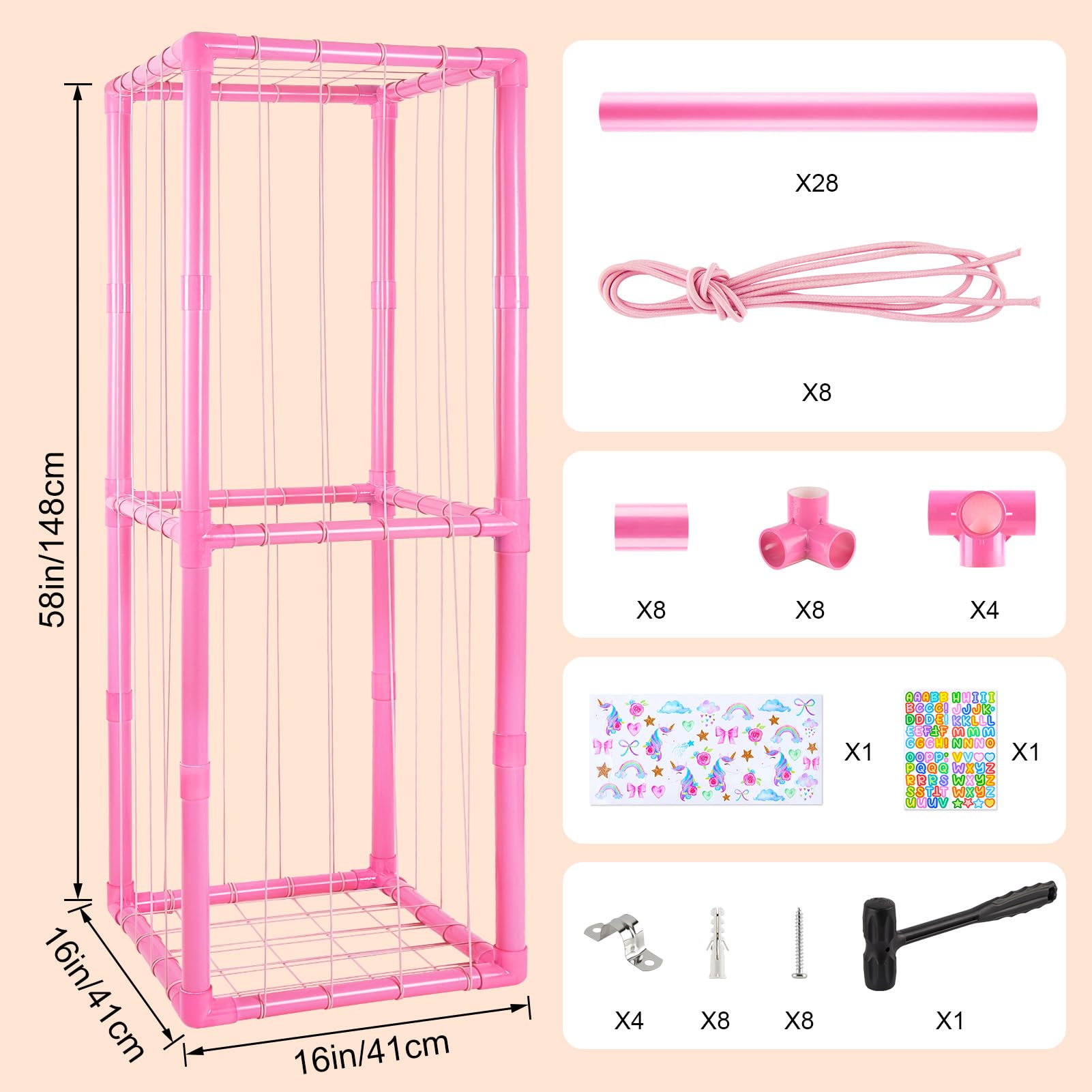 Fiobee Kids-bedroom plush storage proving quick access to favorite stuffed animals.