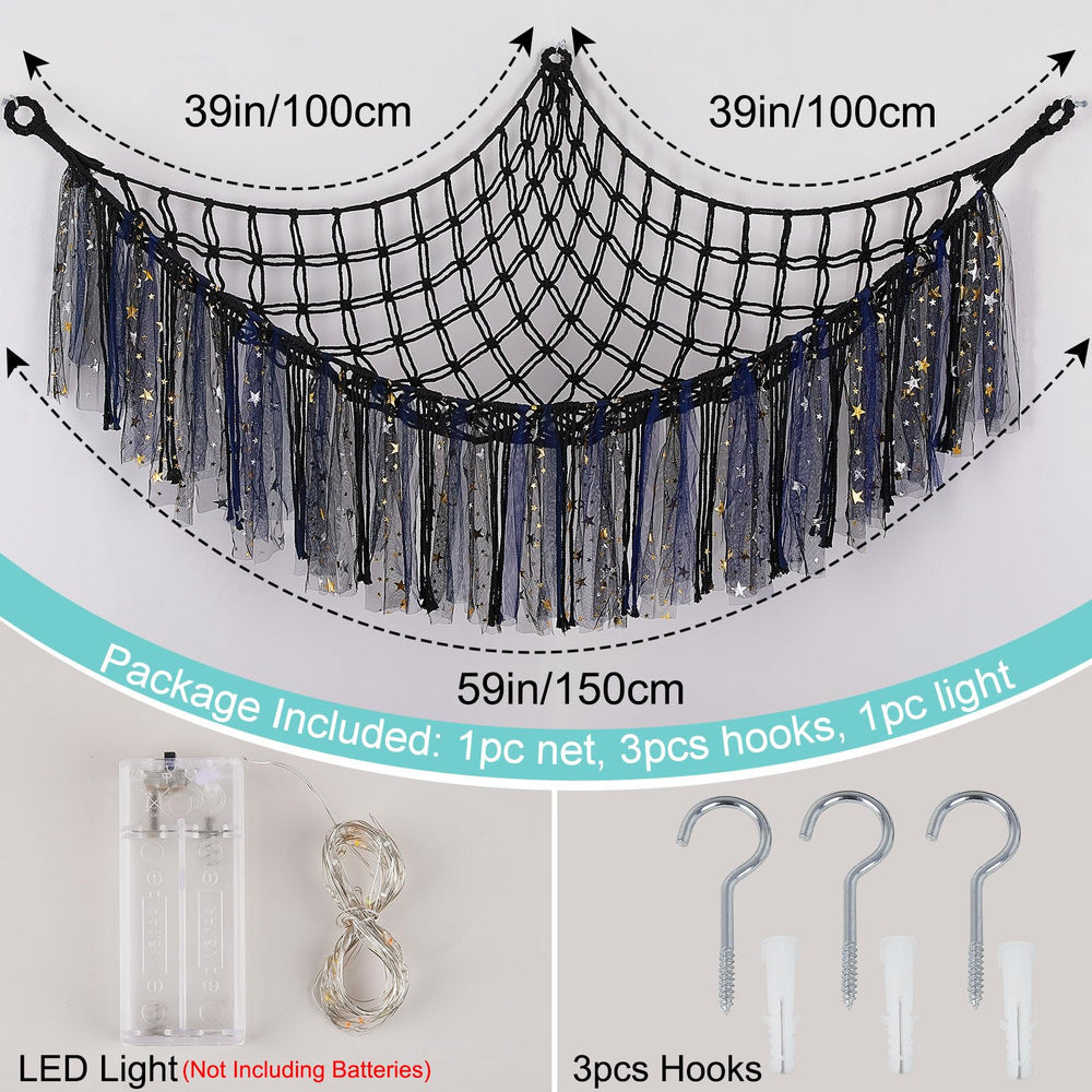 FIOBEE space saving storage net keeps corners tidy and inviting.