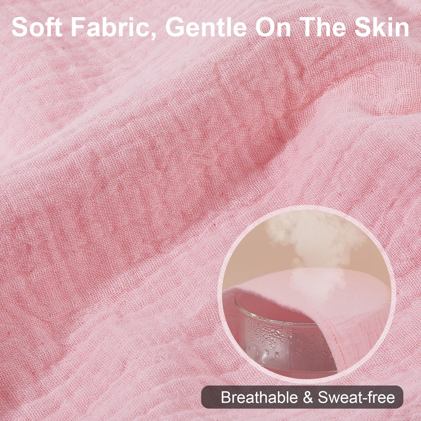 Close-up of FIOBEE muslin hooded towel showing ultra-soft texture.