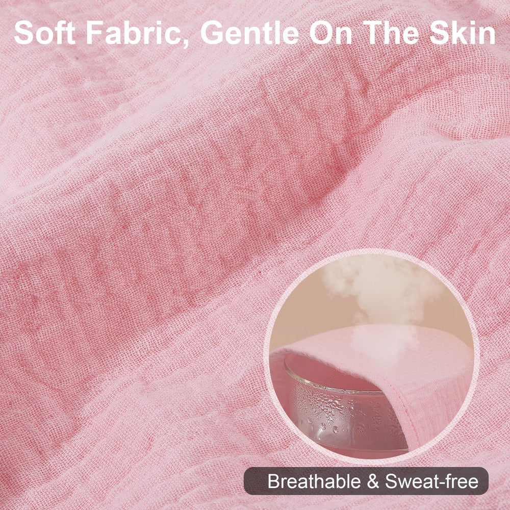 Close-up of FIOBEE muslin hooded towel showing ultra-soft texture.