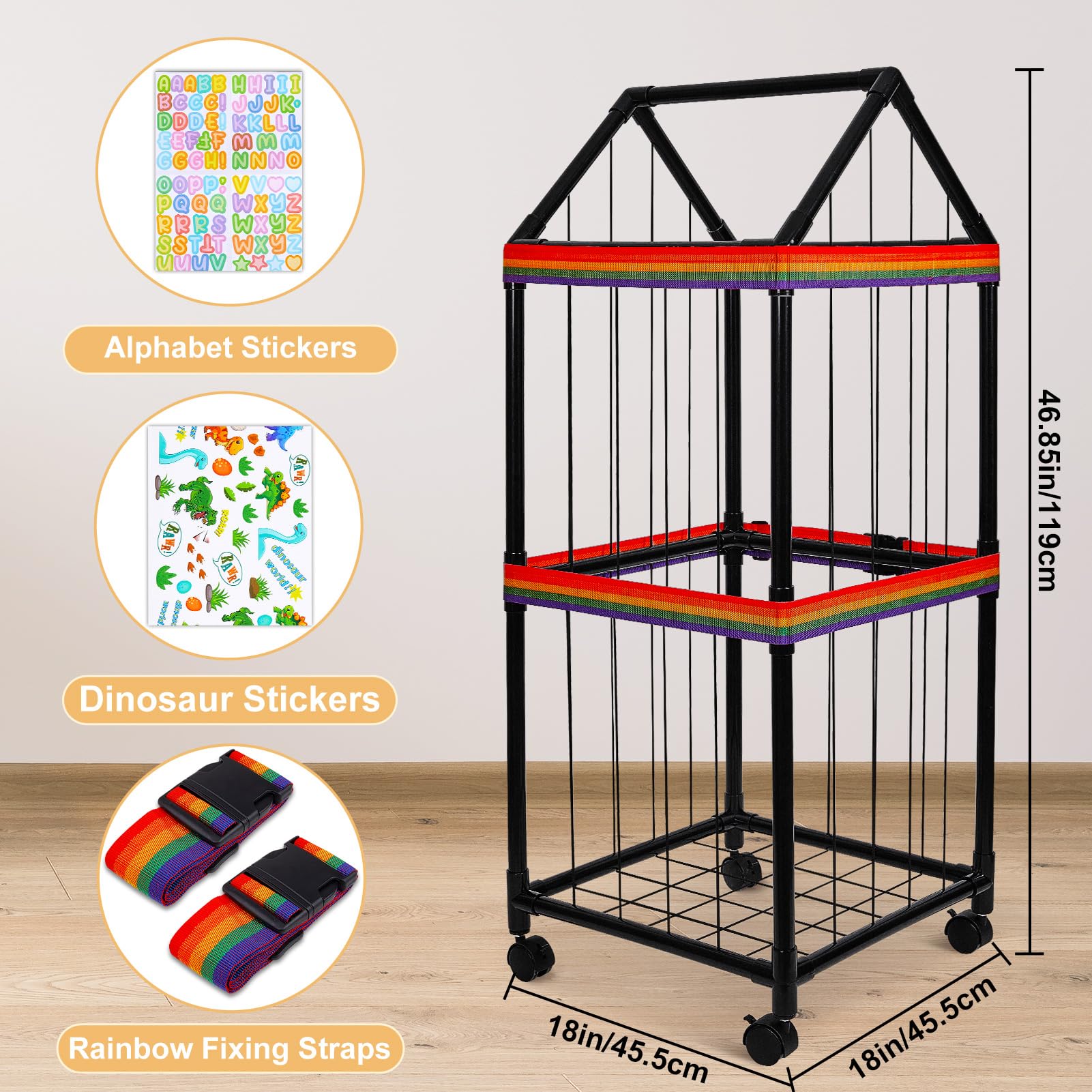 Fiobee versatile storage holds plush toys and more in tidy play areas