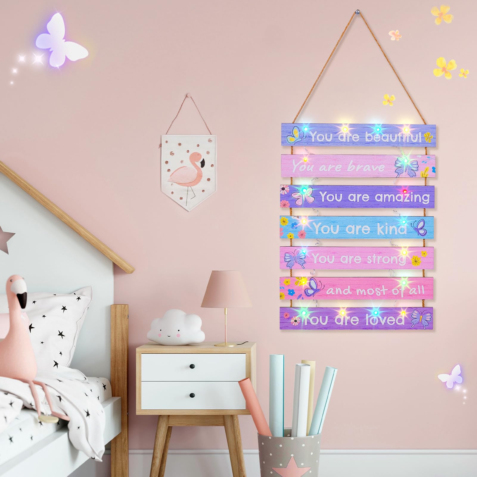 FIOBEE purple-butterfly-led-wall-art-3 offers a vivid print that complements playful decor and homework spaces.