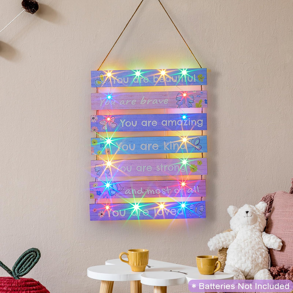 FIOBEE purple-butterfly-led-wall-art-8 is easy to hang with included hemp string.