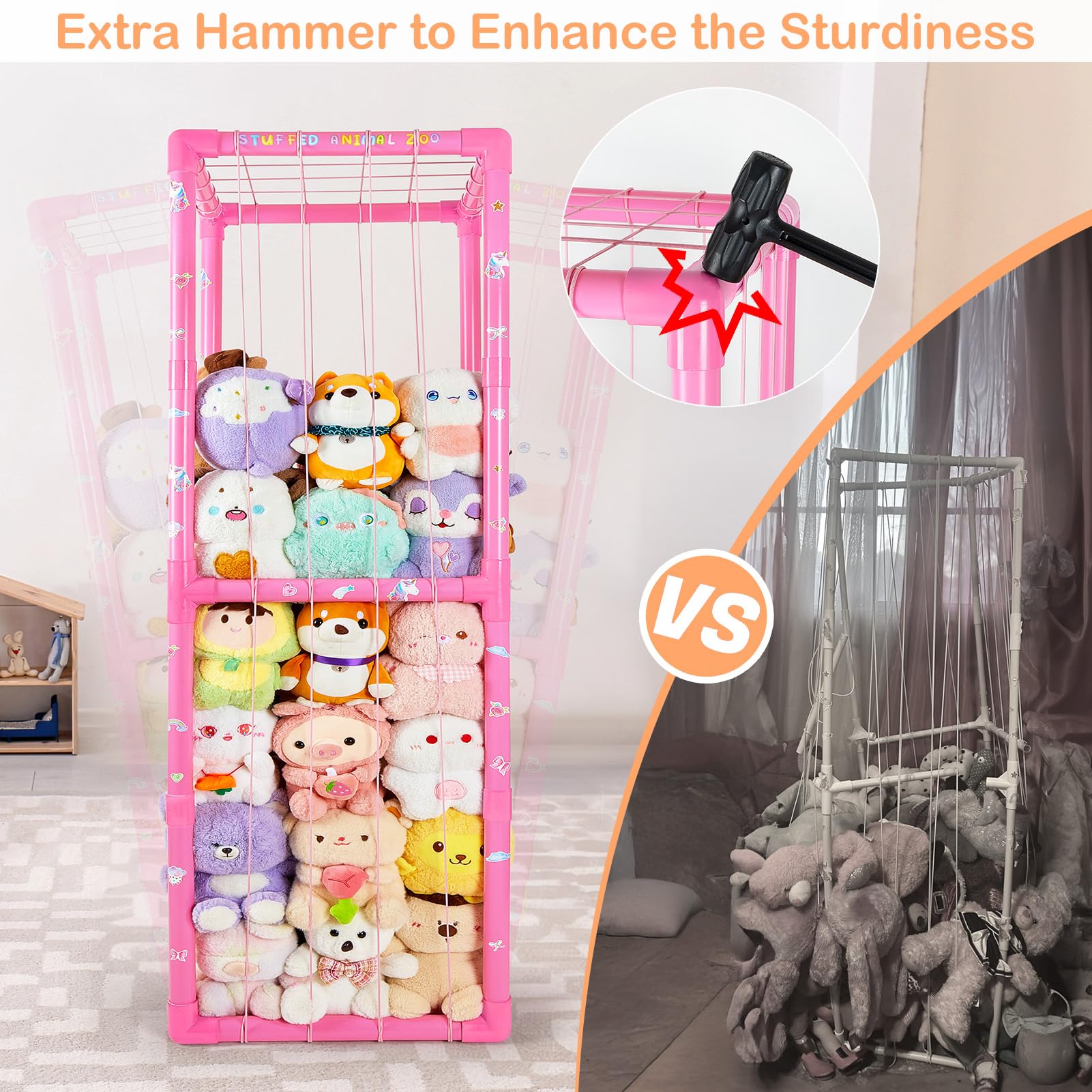 Fiobee PVC tube material close-up highlights sturdy build for long-lasting toy storage.