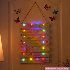 FIOBEE seven-panel wood wall decor adds durable brightness to bedtime spaces.