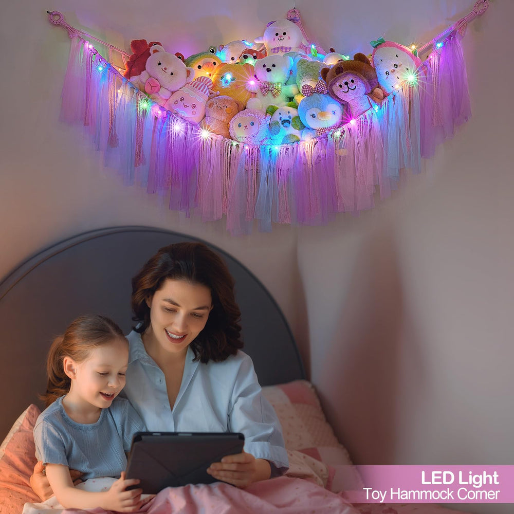 FIOBEE hammock features metal rings for secure wall hanging.