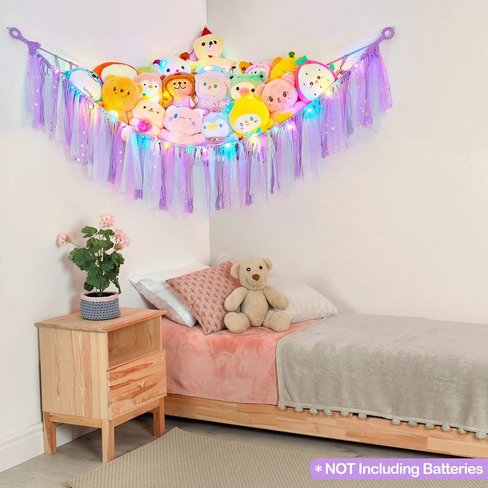 Fiobee stuffed animals hammock size-dimensions 39-4x39-4x59 clarifies roomy plush capacity.