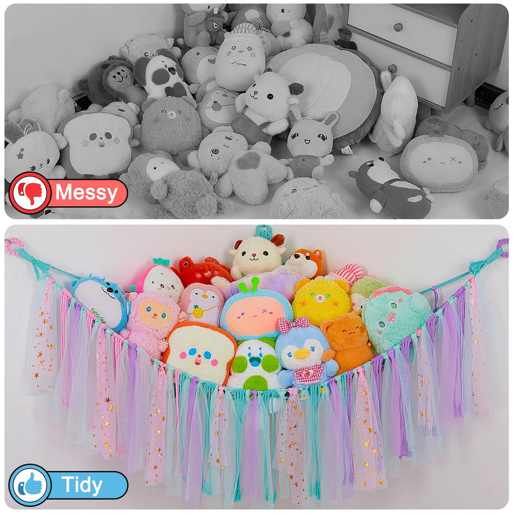 FIOBEE stuffed animals hammock tassel detail adds playful color to decor