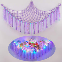 Fiobee stuffed animals hammock wall-assembly demonstrates space-saving setup for nurseries.