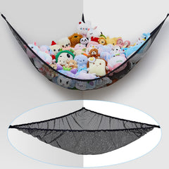 FIOBEE stuffed animals net setup shows easy corner storage for kids' toys