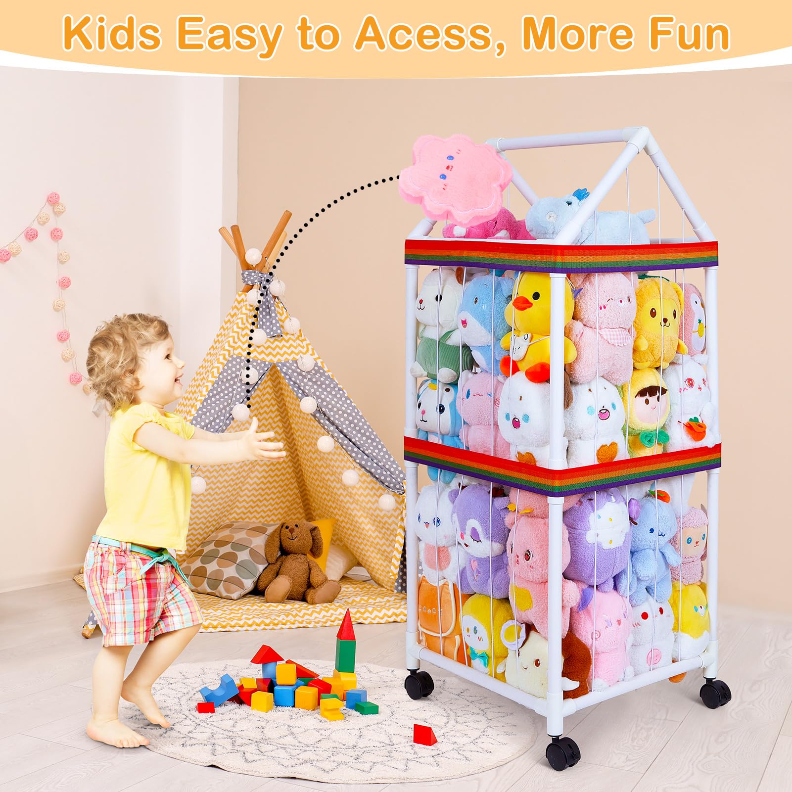 Fiobee storage high-elastic bands prevent small toys from slipping.