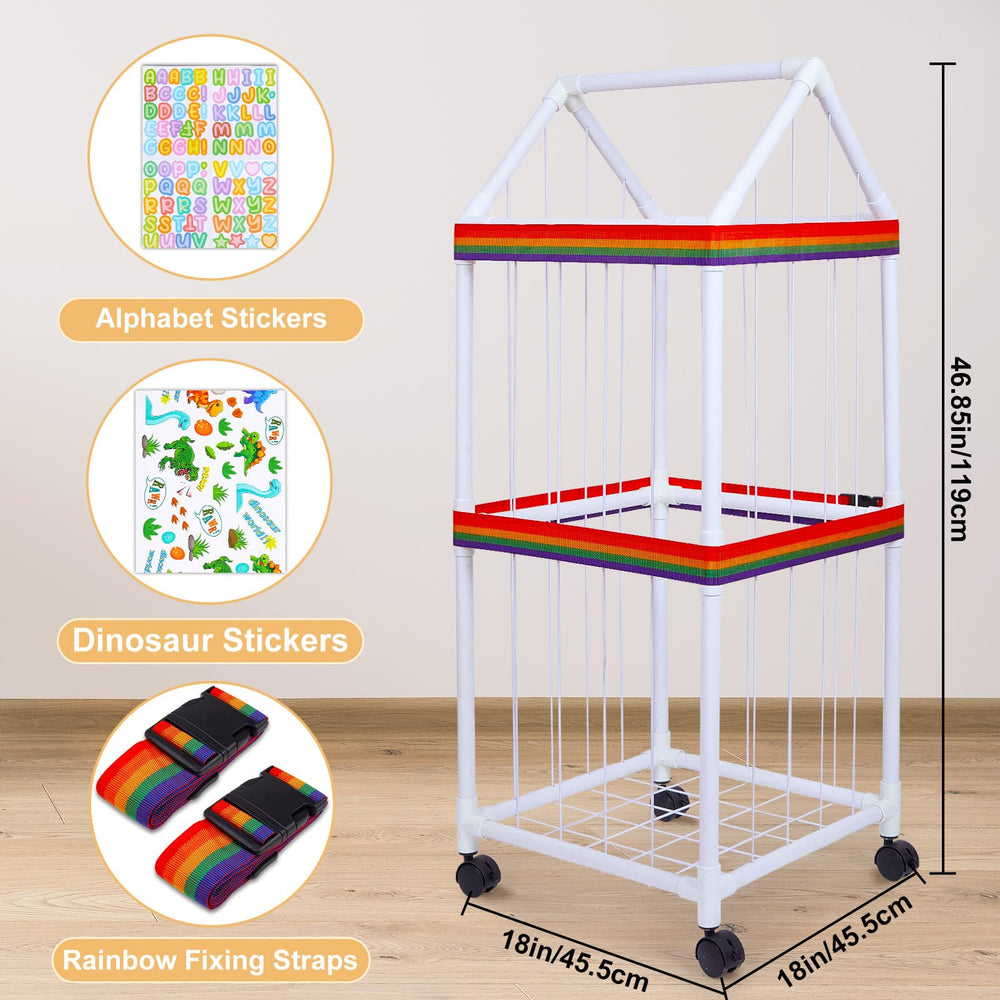Fiobee storage space-saving capacity keeps plushies and dolls tidy.