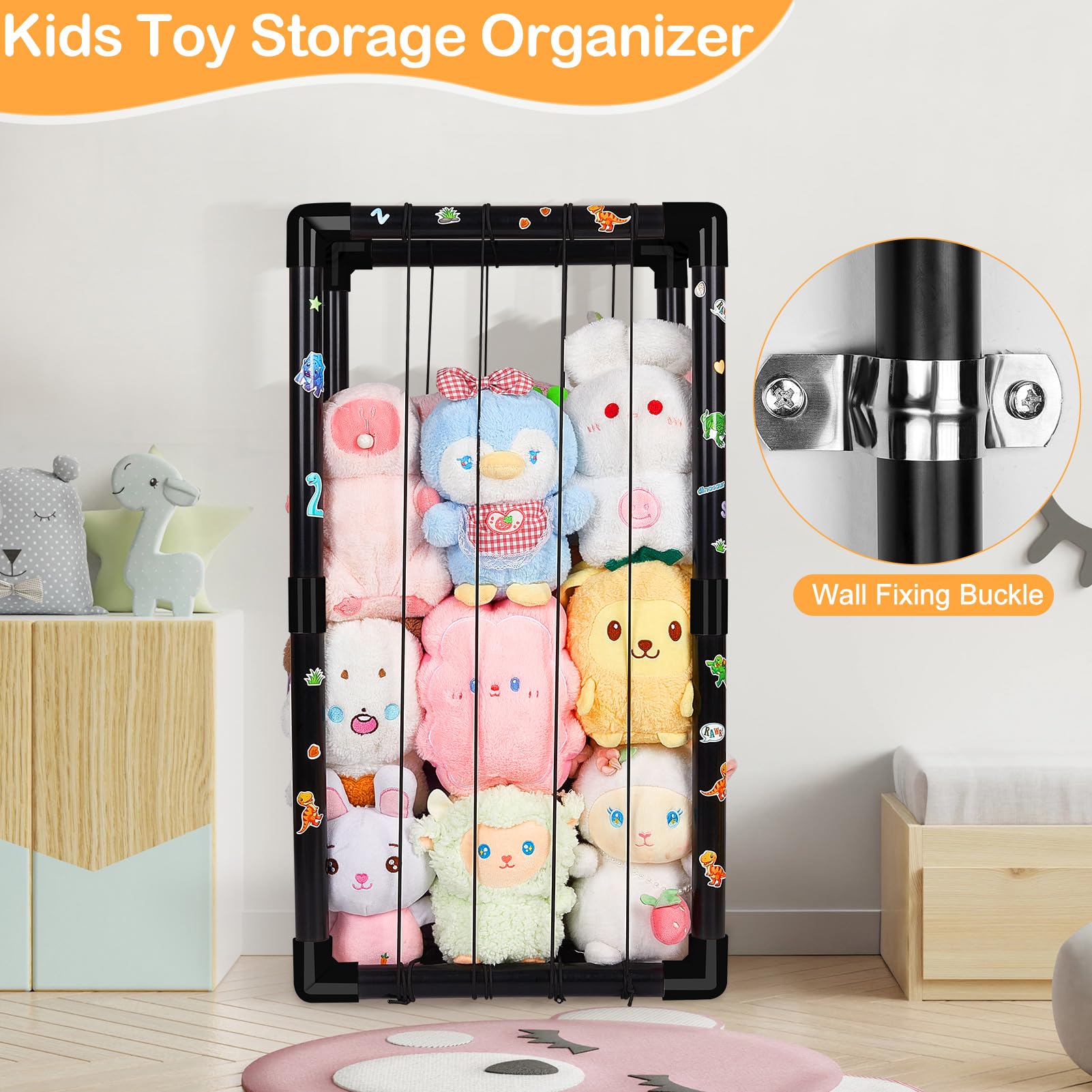 FIOBEE stuffed animals storage zoo cage design maximizes vertical space