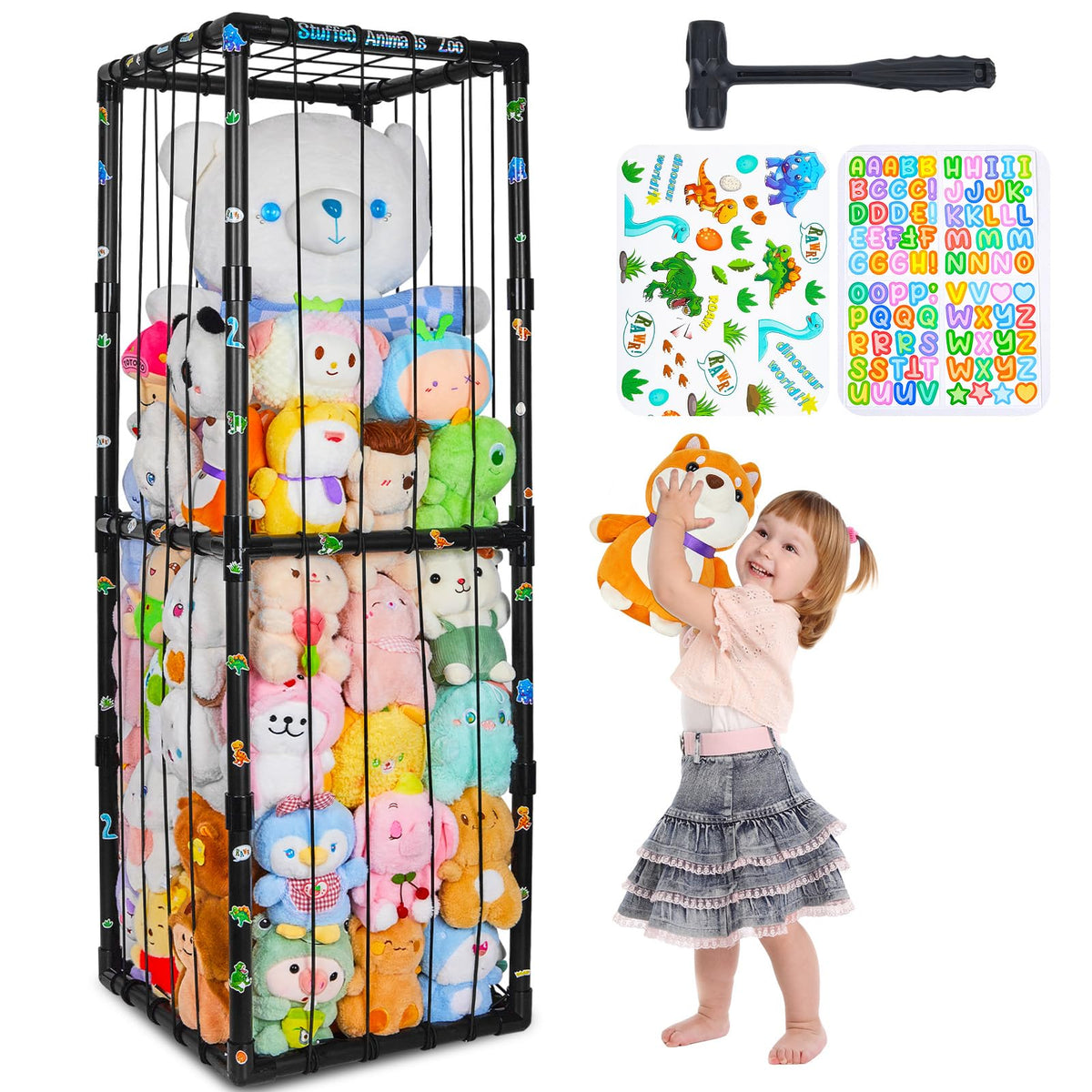 Fiobee stuffed animals storage zoo with large capacity keeps toys tidy and accessible.