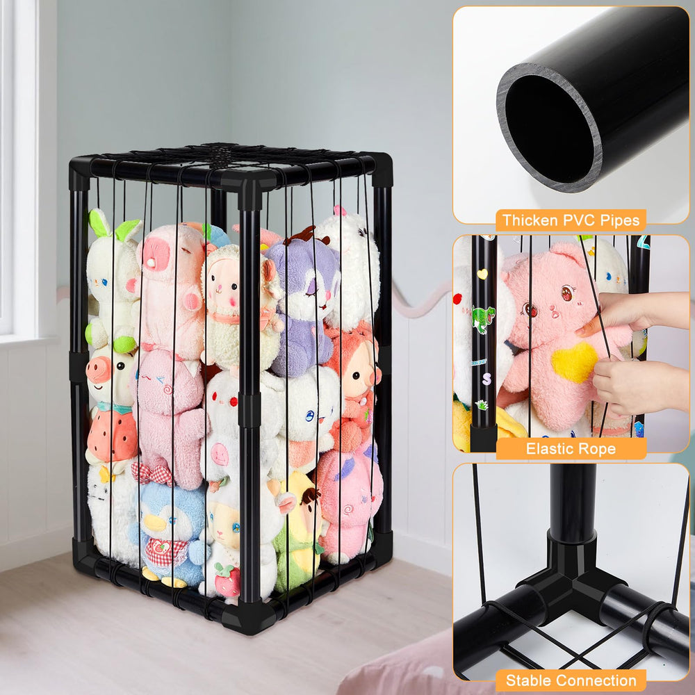 FIOBEE stuffed animals storage zoo thick PVC material emphasizes durable, easy-clean surface