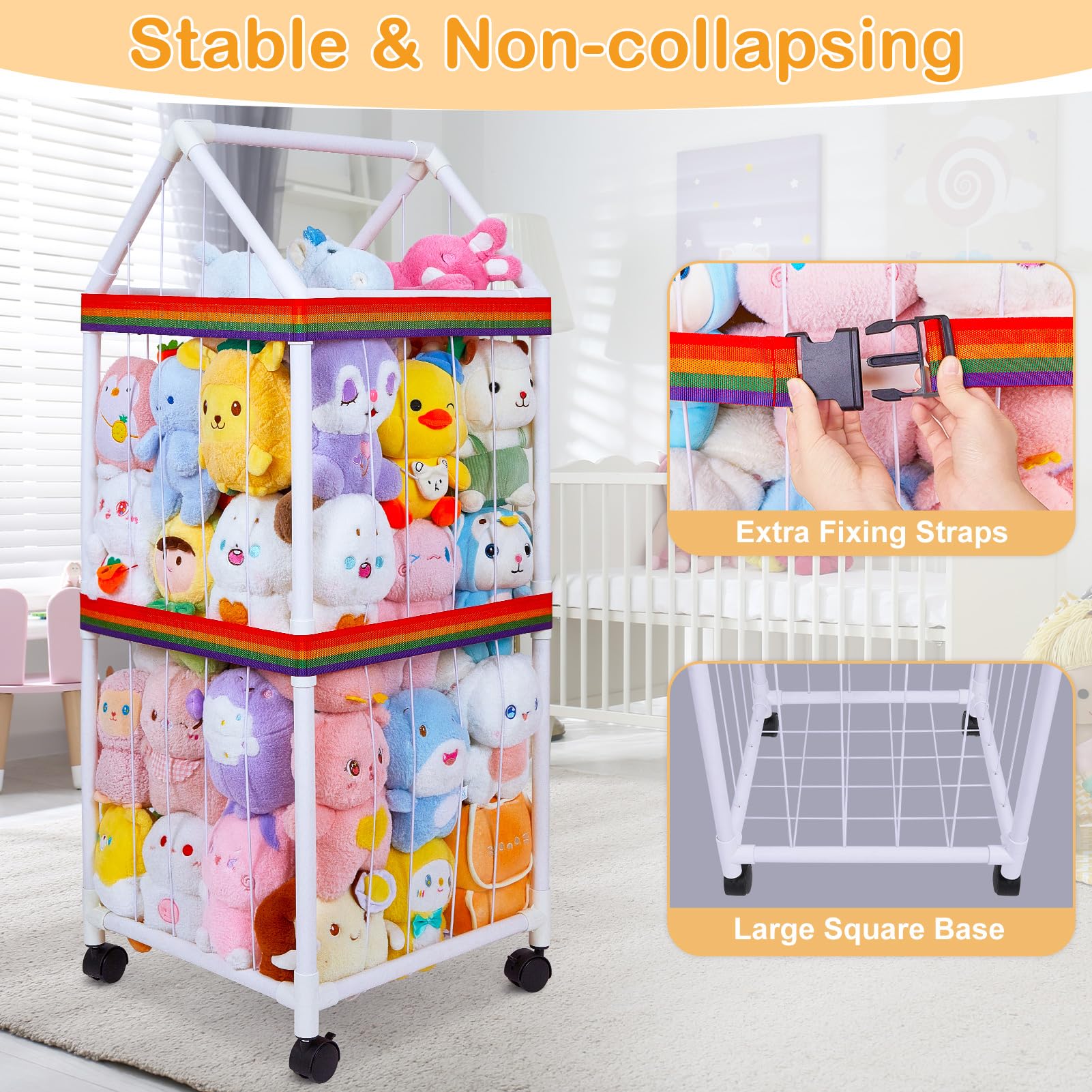 Fiobee zoo with wheels moves easily between rooms for cleanup.