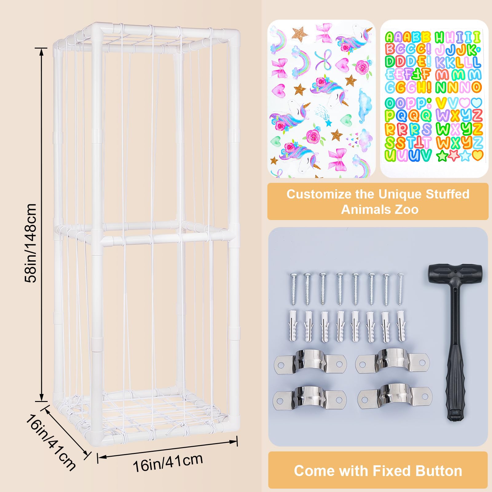 FIOBEE stuffed animals zoo DIY stickers invite kids to personalize storage.