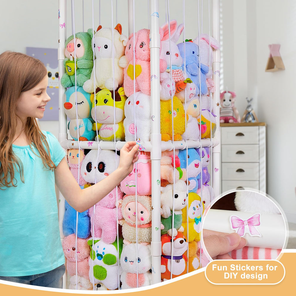 FIOBEE stuffed animals zoo nursery use in a cozy corner keeping toys organized.