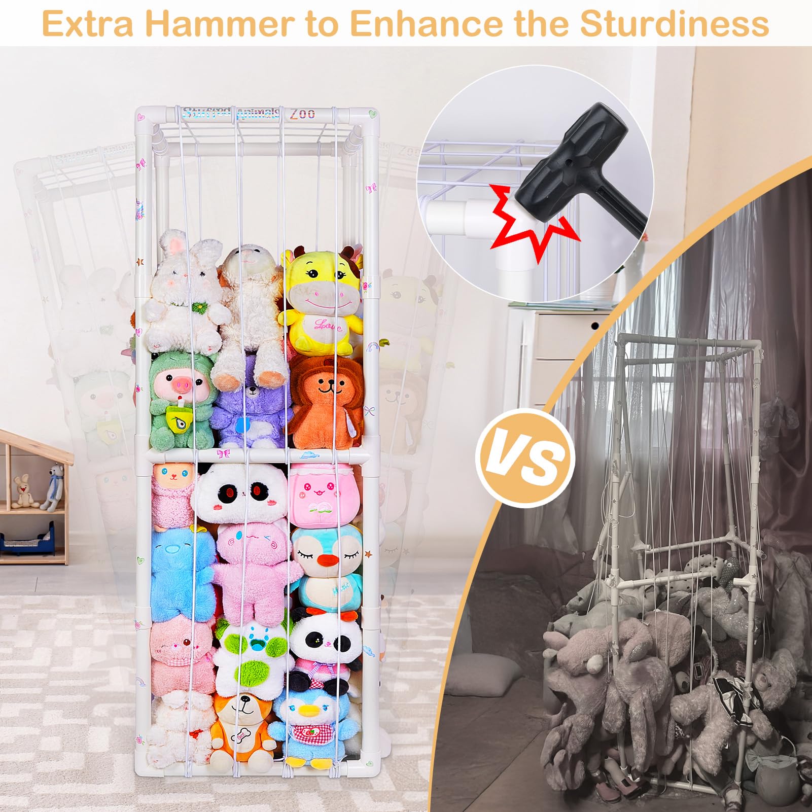 FIOBEE stuffed animals zoo PVC material close-up highlights durable, easy-clean surface.